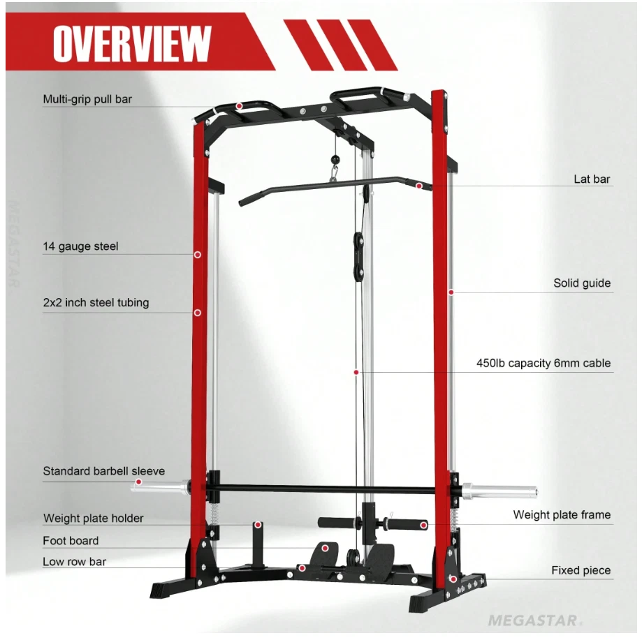 Compact Smith Machine Home Gym - 800lb Barbell Sleeve, Space-Saving Power Cage - Image 2 of 4