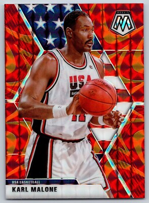 Karl Malone 2019-20 Panini Mosaic USA Basketball Reactive Orange Prizm #257 HOF