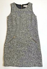 Ann Taylor Loft  Gray Black Wool Blend Mini Shift Jumper Dress Womens Size 0 