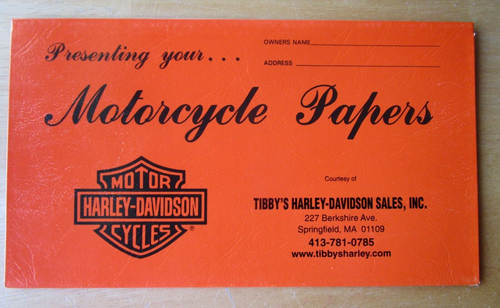 Tibbys Harley Davidson Sales Motorcycle Papers Envelope Springfield MA ...