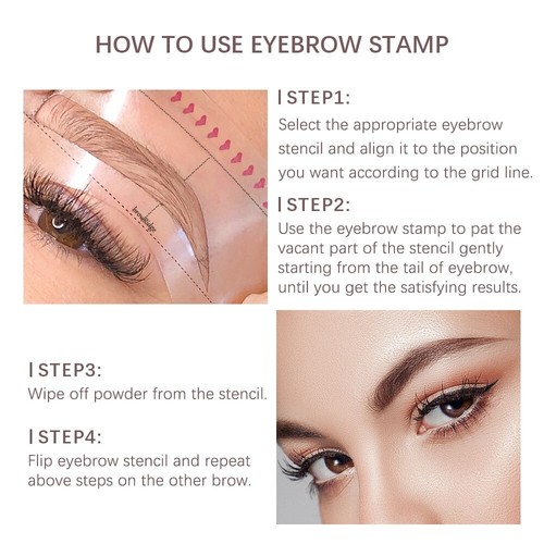 New Brow Stamp Kit Reusable Head Eyebrow Powder Stencil Kit Makeup Shadow Stick - Picture 15 of 16