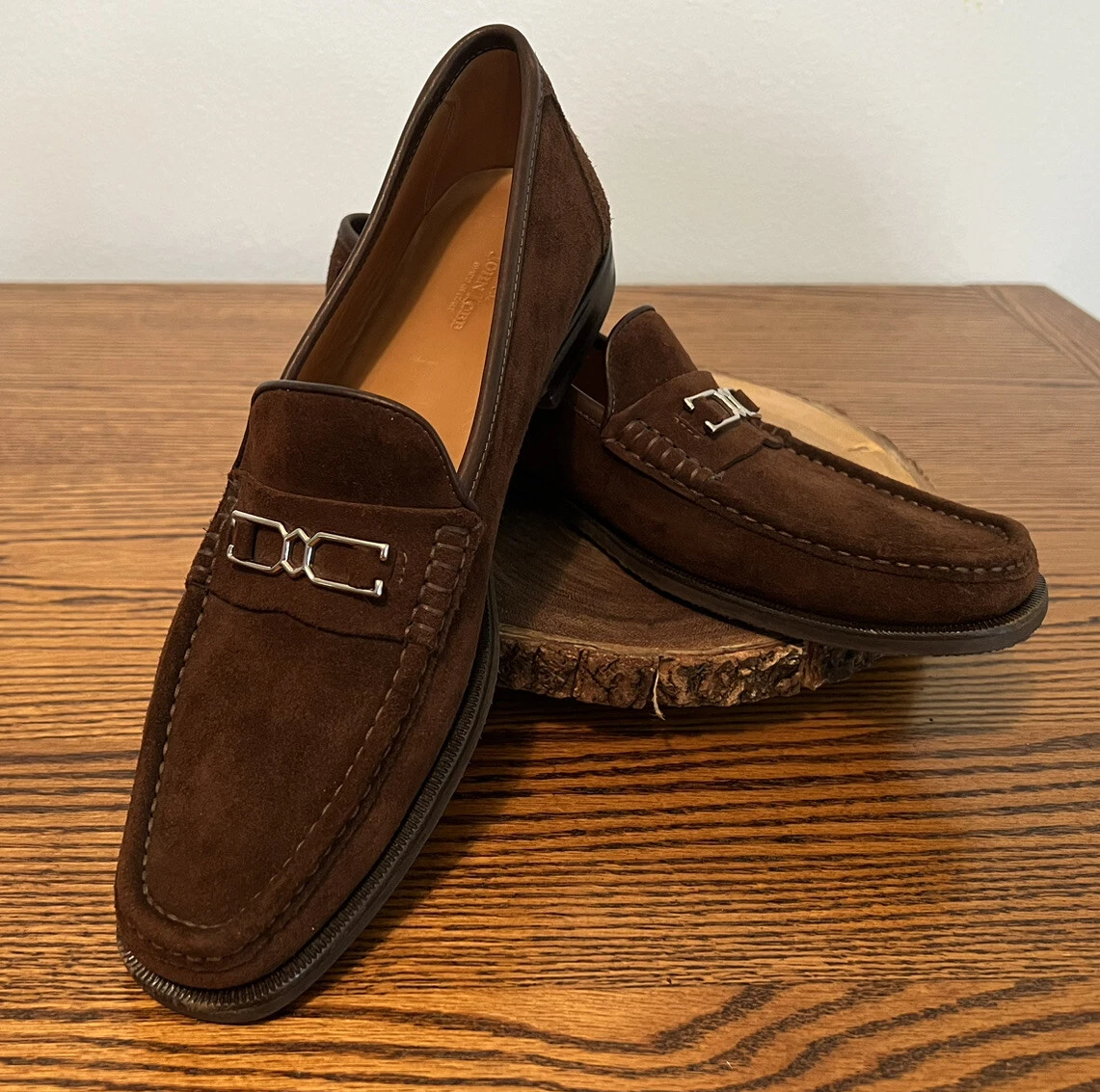 JOHN LOBB SIGNATURE BIT BROWN SUEDE LEATHER LOAFERS SIZE 9UK 10US