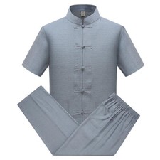 Mens Traditional Chinese Tang Suit Coat Jacket Pants Kungfu Martial Arts Uniform