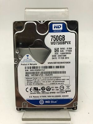 Disque Dur SATA 2.5" 750 Go Western WD7500BPVX - 9mm, Occasion Bon état, Pour PC Portable