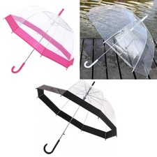 Large 33" Clear See Through Dome Umbrella Ladies Transparent Walking Rain Brolly