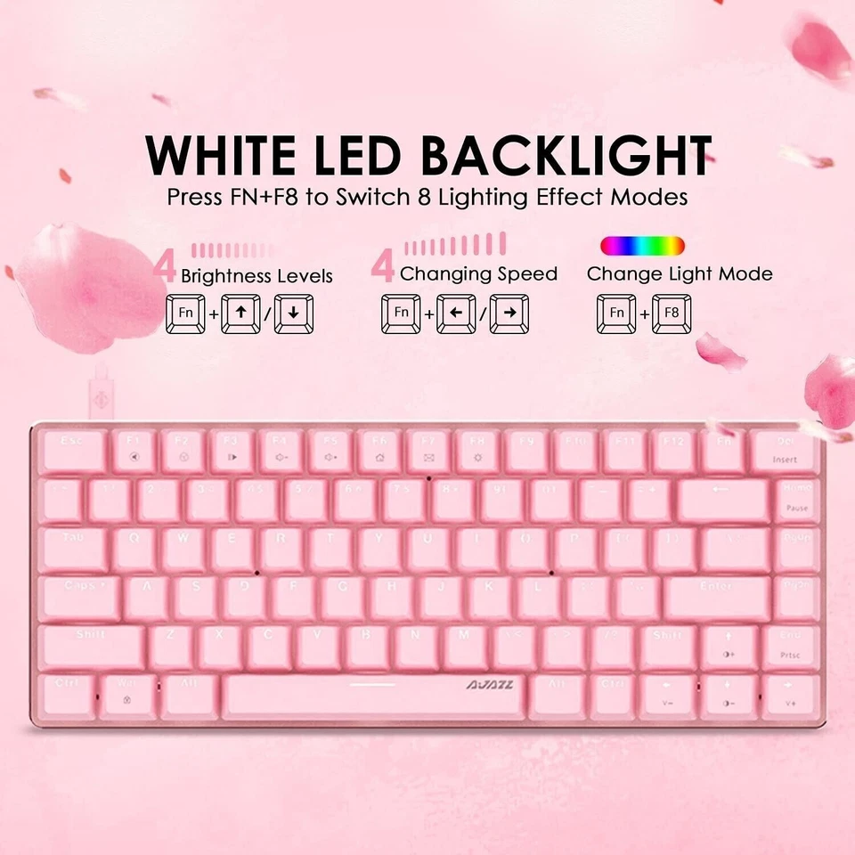 AJAZZ AK33 Cute Pink Mechanical Keyboard Red Switches White LED Backlit PC Win - Image 3 of 4