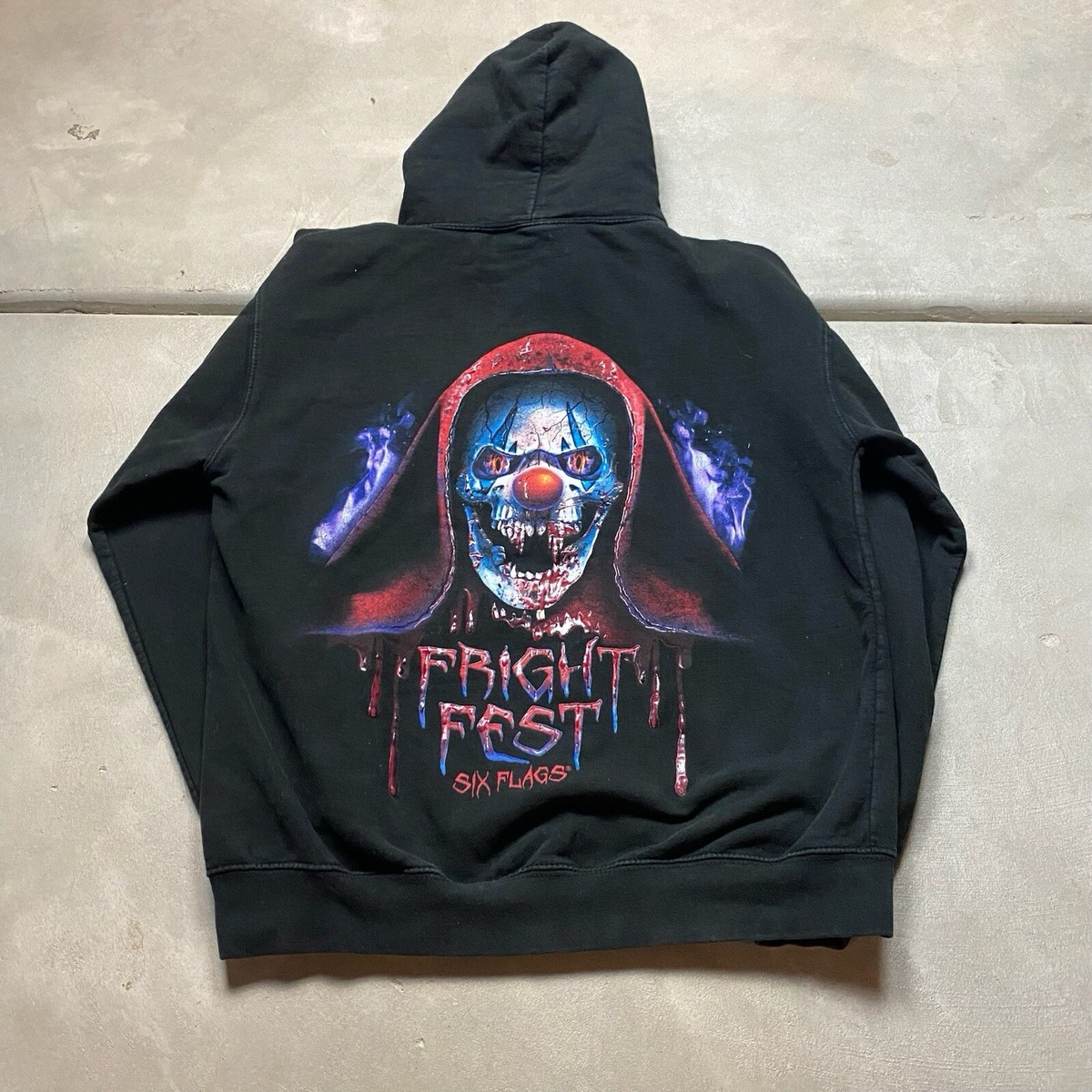 Six Flags Fright Fest Hoodie M Men's Sweatshirt Horror Clown | eBay