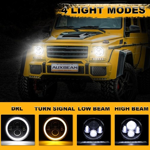 Auxbeam Pair 7" LED Headlight Hi/Lo Angel Eyes Lamp for Porsche 911 1965-1986 - Picture 2 of 12