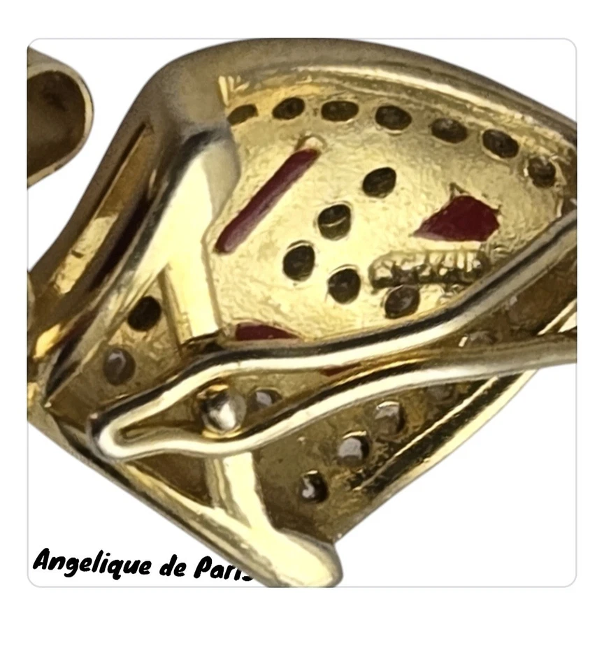 Pendientes Angelique de Paris Coral Topacio Blanco Esmalte Oro Plata 925  Foto 3 de 4