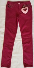 Girl's Stretch Denim Purple Maroon Pink Jeans Size 14/16 Heart Keychain Sequins