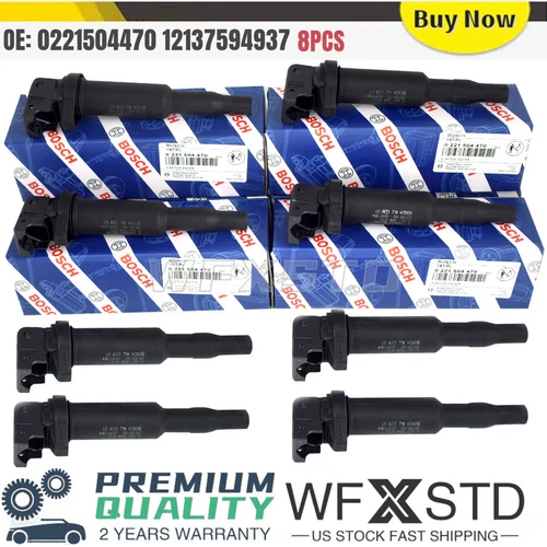 8x OEM Bosch Ignition Coils Set W/ Connector Boot For 0221504470 BMW 5 6 7 x5 x6