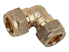 2 Pack 15mm Equal 90° Brass Elbow Compression Plumbing FLOMASTA