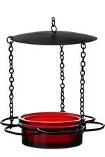 Hanging Red Glass Bird Feeder Seed Tray for Bird Feeding Outdoor by Mosaic