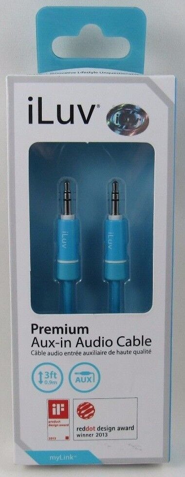 iLuv ICB110BLU V1.1 3ft 0.9m Premium Aux-In Audio Cable  Blue