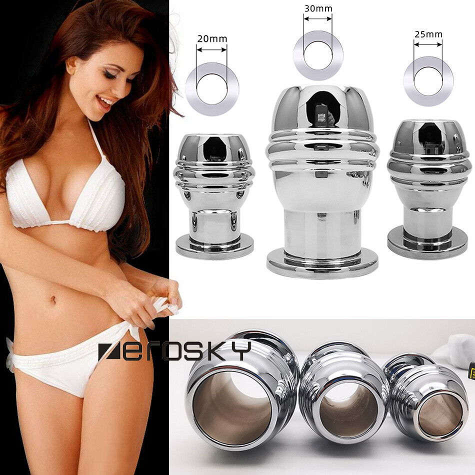 Metal Tunnel Butt Plug Hollow Anal Plug Ass Stretcher Anal Open Up Probe SM  Toy