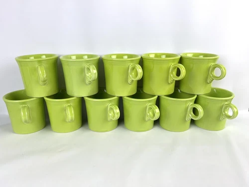 FIESTAWARE CHARTREUSE LIME GREEN Set Of 11 MUGS COFFEE CUPS HLC USA FIesta