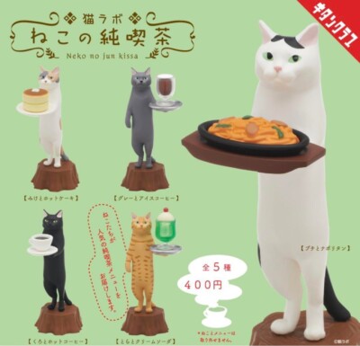 Cat Lab Cat Cafe Figur Maskottchen Komplettset 5 Kapseln Spielzeug Gacha NEU