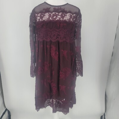 The Kooples Burgundy Embroidered Lace Dress Long Sleeve Women's Size XS |  eBay