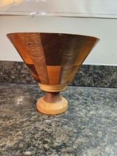 Beautiful Vintage Handmade Wooden Bowl on Pedestal