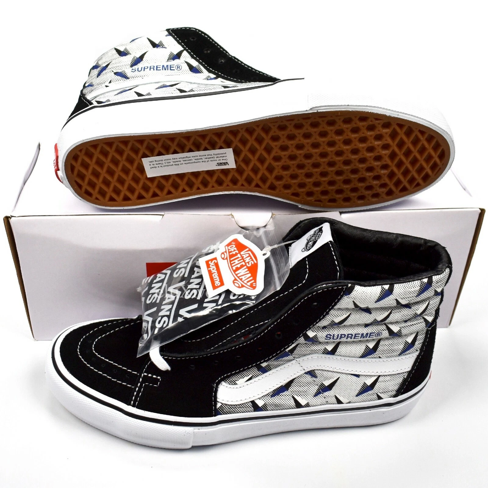 Baskets imprimées homme 9 SS19 AUTHENTIQUES NEUF AVEC ÉTIQUETTES Supreme Vans Sk8 Hi Pro plaque diamant