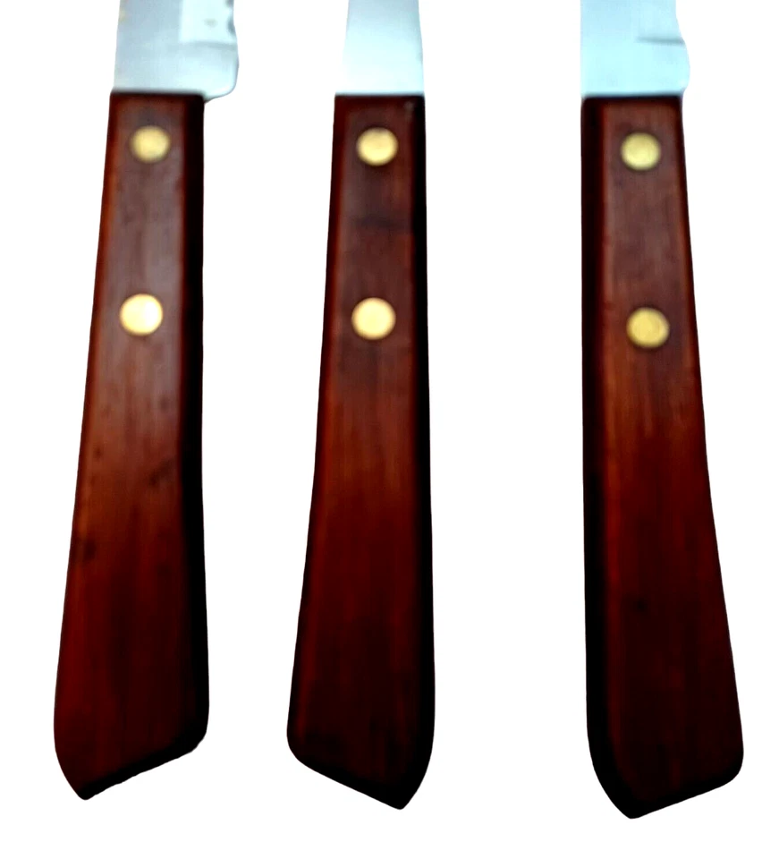 Juego de cuchillos y tenedores de talla de mango de madera vintage Washington Forge Forgecraft de 3 piezas Foto 4 de 4