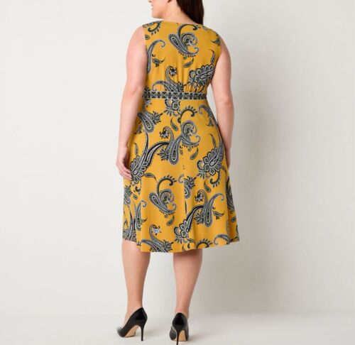 Studio 1 Womens Midi Jacket Dress Plus Size 2X Color Black and yellow NWT. - Picture 2 of 11