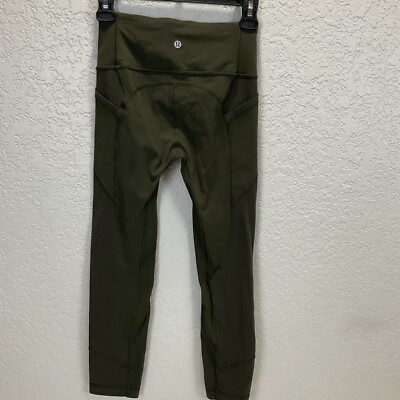 LULULEMON HIGH RISE 7/8 LENGTH ACTIVEWEAR COMPRESSION LEGGINGS WOMENS  Olive