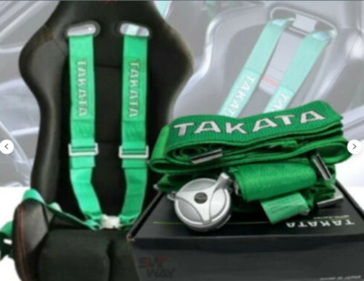 2 X Racing Seat Belt Universal Takata Green 4 Point Snap-On 3'' With Camlock DHL