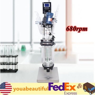 3L Digital Stirred Reactor Lab Reactor 2 Layers Reaction Vessel 680r/min