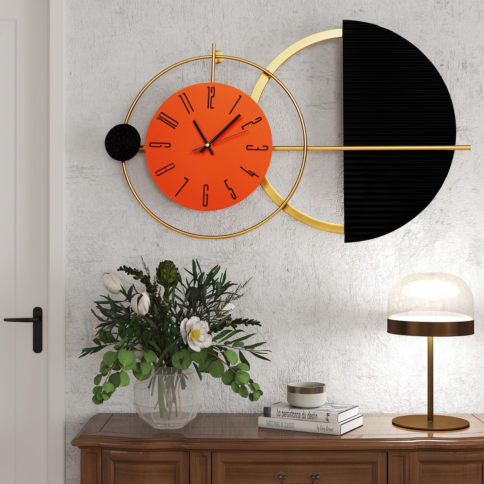 29x18 Inches Large Modern Wall Clock – Unique Silent No-Ticking Decorative Ba...