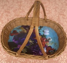 DDR kleines Serviertablett Tablett Henkel Weidenkorb 37x 26cm