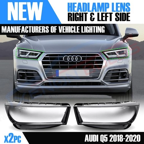 FOR AUDI Q5 SQ5 LEFT OR RIGHT SIDE FRONT HEADLIGHT LENS COVERS 2018-2020
