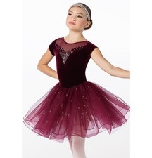 Dance Pre-Owned Costume Weissman 14133 Small Child Burgundy Ballet Rhinestone