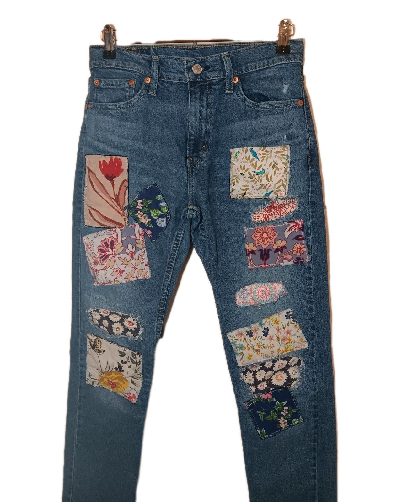 OOAK Patchwork Levi's 511 Jeans Dancing Bears Han… - image 7