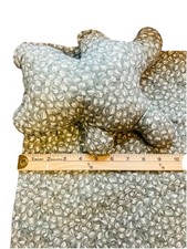 Vintage Handstitched 10" Teddy Bear w Blanket to Match-green coffee bean fabric