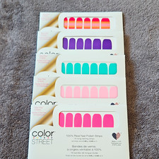 Color Street Nail Polish Strips Lot of 5 MULTICOLOR/BEACH DAY/80S SUMMER 