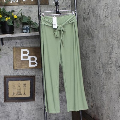 ny Collection Womens Tie Front Knit Sash Pants PITP0788S Oil Green PL