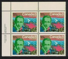 Canada Guglielmo Marconi radio pioneer Corner Block of 4 1974 MNH SG#796 Sc#654