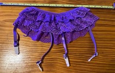 Purple Garter-belt 18 Inches Unstretched NWOT Double Ruffle 36  