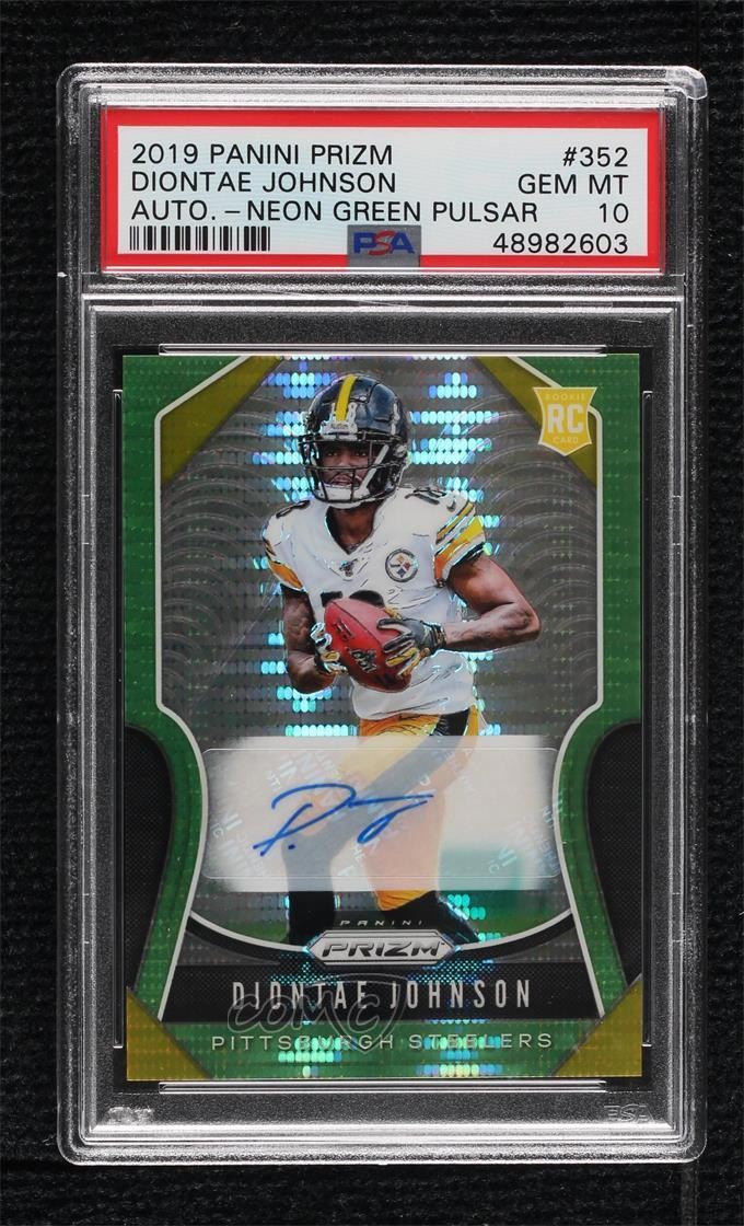 2019 Prizm Rookies Neon Green Pulsar Diontae Johnson PSA 10 Rookie Auto RC 01dg