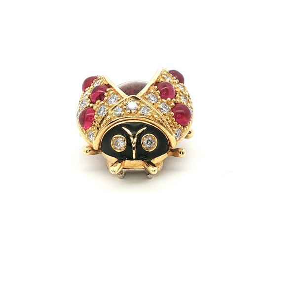 MEISTER ZÜRICH GLÜCKSKÄFER RUBIN BROSCHE IN 750 GELBGOLD