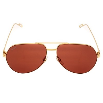 Cartier Aviator Sunglasses Gold Frame Burgundy Lenses 60-14 CT0110S 009 NEW