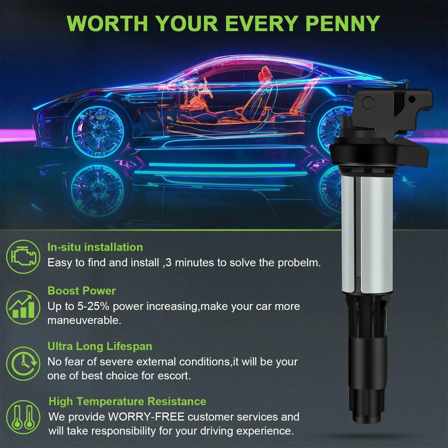 OEM Set of 6Pcs Premium Ignition Coils Replacement 12137594937 For Rolls-Royce