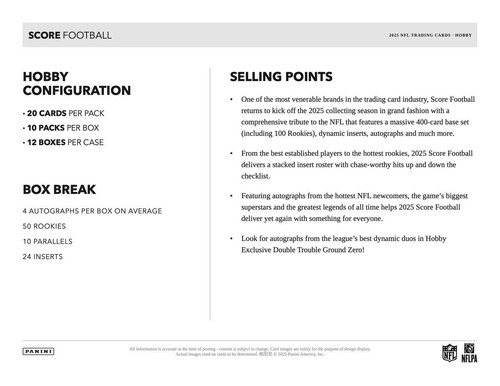 2025 Panini Score Football Hobby Pack - 第 4/9 張圖片