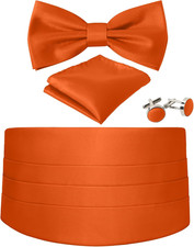 Cummerbund and Bow Tie Set Solid Color Adjustable Formal Men's Black Cumberbund