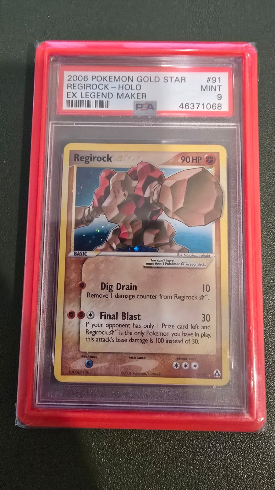 Regirock Holo Gold Star 2006 Pokemon EX Legend Maker #91/92 PSA 9 MINT