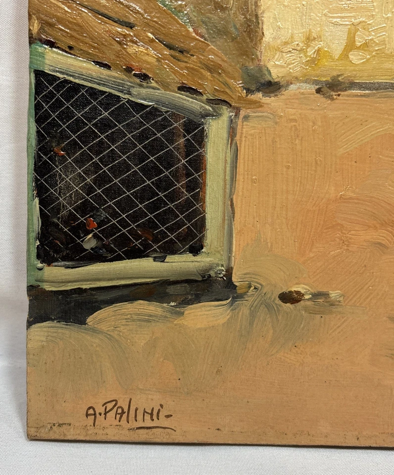 Vintage Original A. Palini Italian Coastal View Oil Painting Signed Italy 36x24 - Image 3 of 4