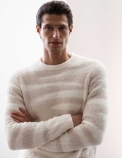 M&S - Autograph Mens Merino Crew Long sleeved Jumper in Beige