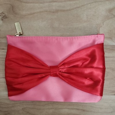 Ipsy 2024 December Pink Glam Bag w/ Red Bow 7x5'' 