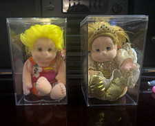 Ty Beanie Kids Lot of 2 Beanbag Plush Dolls w/ Heart Tags in Display Cases